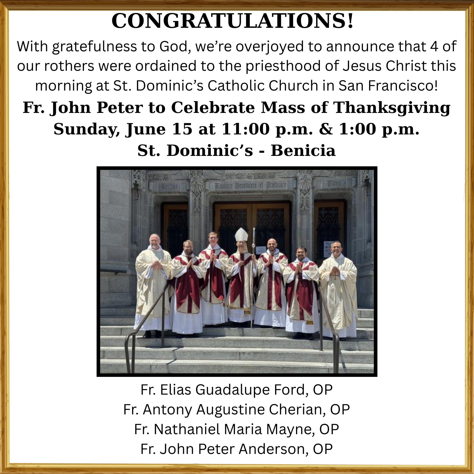 Mass of Thanksgiving with Fr. John Peter